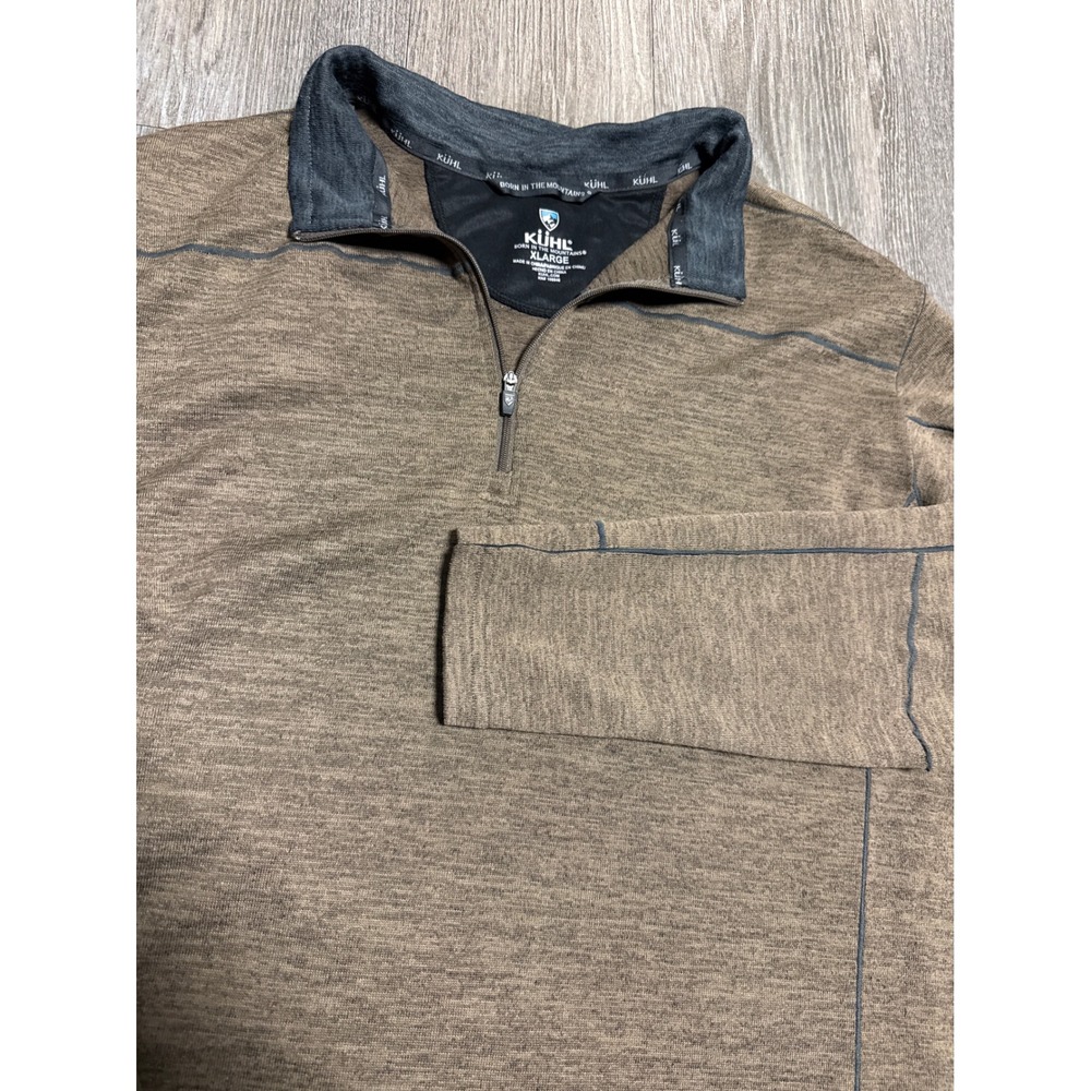 Kuhl Revel 1/4 Zip Pullover Mens XL Brown Heathered Fleece Sweater 3112